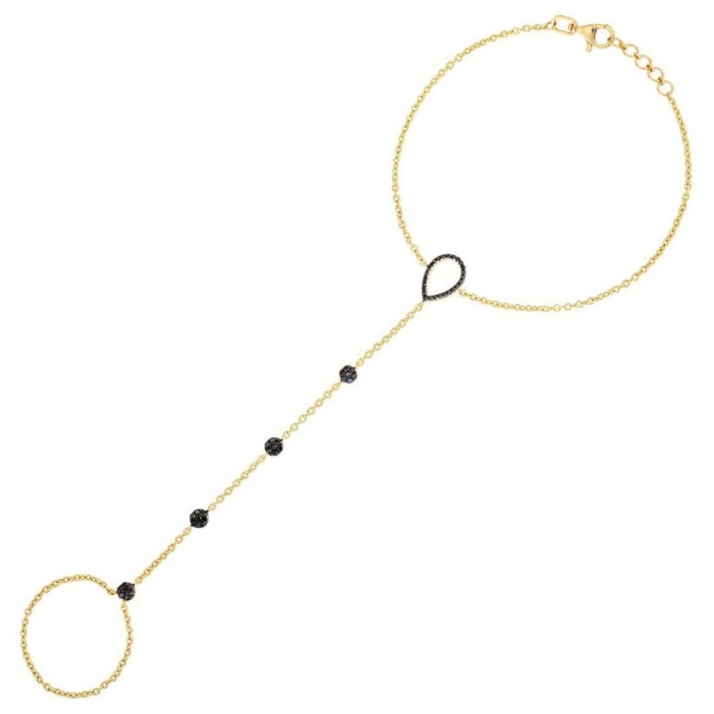 Midnight Mirage 14K (or 18k upon request) Yellow Gold Hand Chain Bracelet